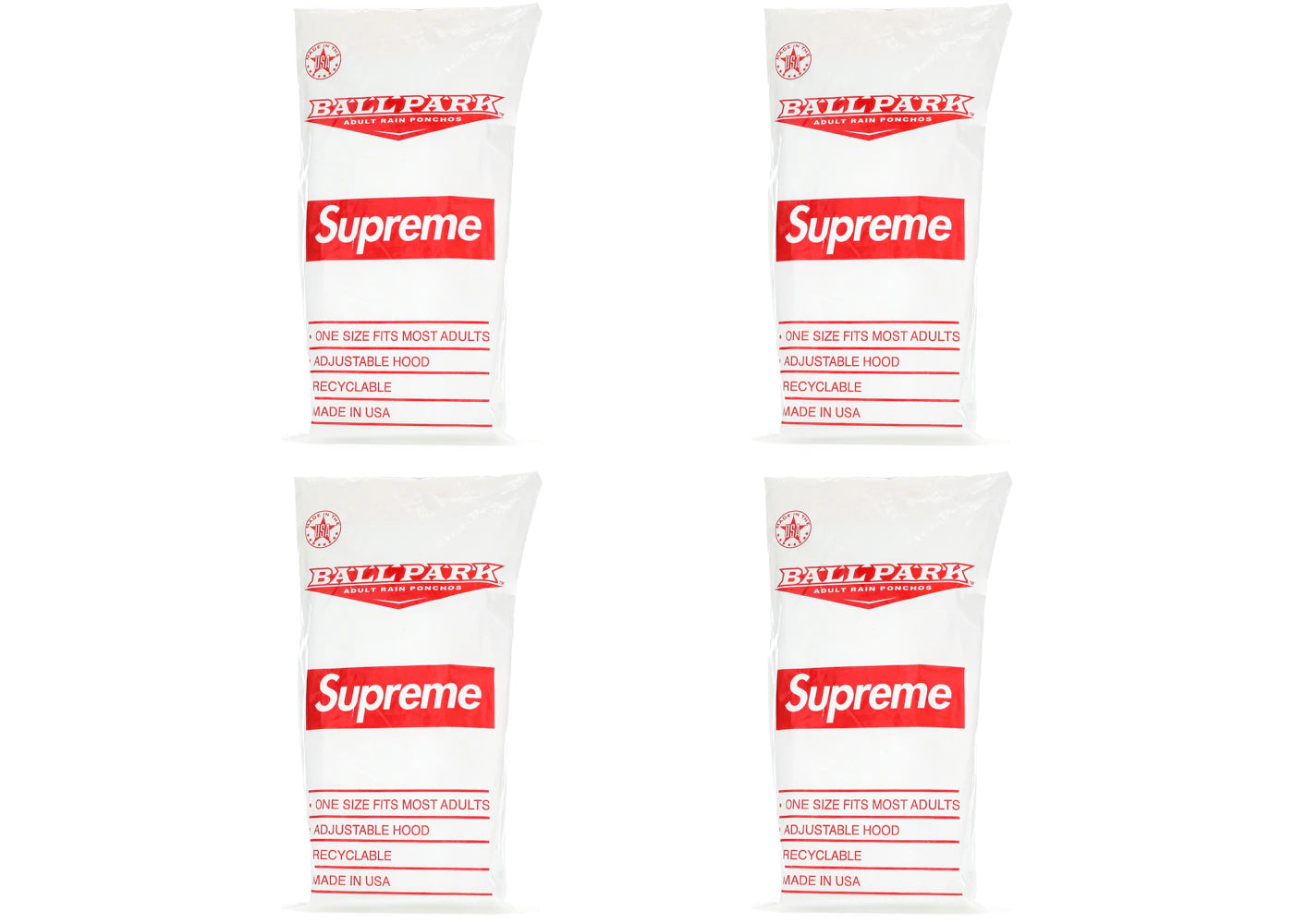 Supreme Ballpark Rain Poncho x1 White/Red
